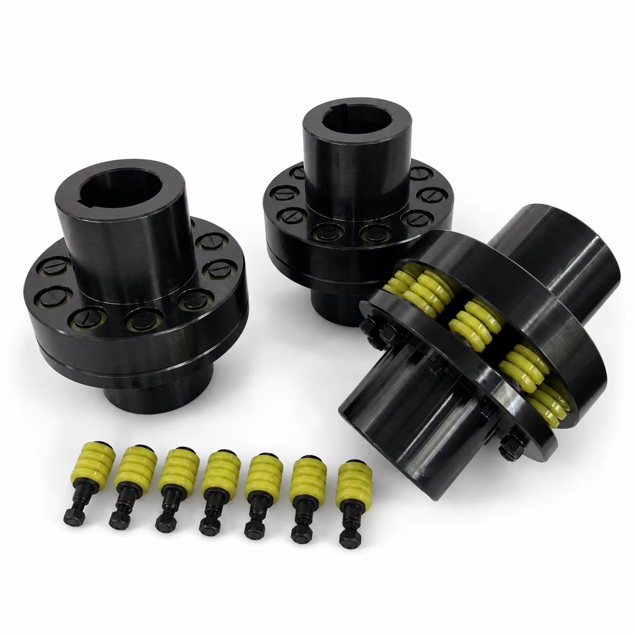 Elastic sleeve pin coupling with elastomer bushes